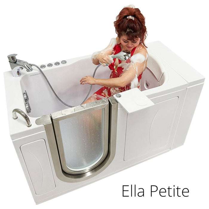 Ella's Bubbles's Bubbles Peitite 28"x52" Acrylic Air and Hydro Massage Walk-In Bathtub with Left Inward Swing Door, 2 Piece Fast Fill Faucet, 2" Dual Drain
