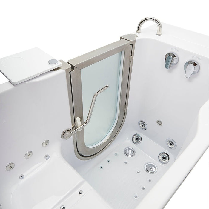 Ella's Bubbles's Bubbles Peitite 28"x52" Acrylic Air and Hydro Massage Walk-In Bathtub with Left Inward Swing Door, 2 Piece Fast Fill Faucet, 2" Dual Drain