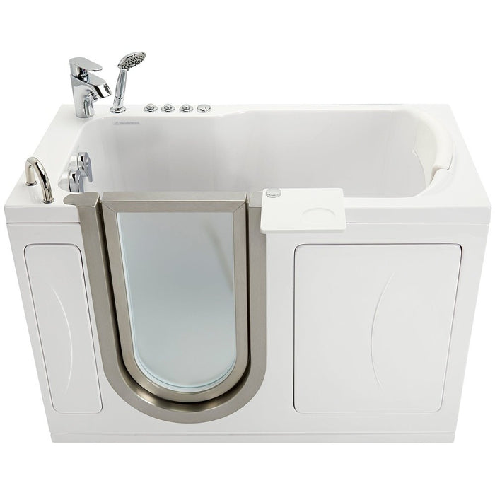 Ella's Bubbles's Bubbles Peitite 28"x52" Acrylic Air and Hydro Massage Walk-In Bathtub with Left Inward Swing Door, 2 Piece Fast Fill Faucet, 2" Dual Drain