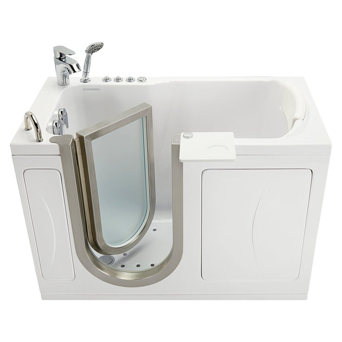 Ella's Bubbles's Bubbles Peitite 28"x52" Acrylic Air and Hydro Massage Walk-In Bathtub with Left Inward Swing Door, 2 Piece Fast Fill Faucet, 2" Dual Drain