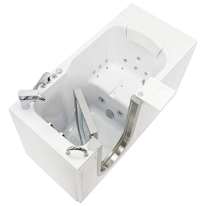 Ella's Bubbles's Bubbles Peitite 28"x52" Acrylic Air and Hydro Massage Walk-In Bathtub with Left Inward Swing Door, 2 Piece Fast Fill Faucet, 2" Dual Drain