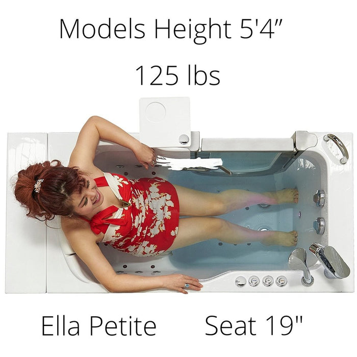 Ella's Bubbles's Bubbles Peitite 28"x52" Acrylic Air and Hydro Massage Walk-In Bathtub with Left Inward Swing Door, 2 Piece Fast Fill Faucet, 2" Dual Drain