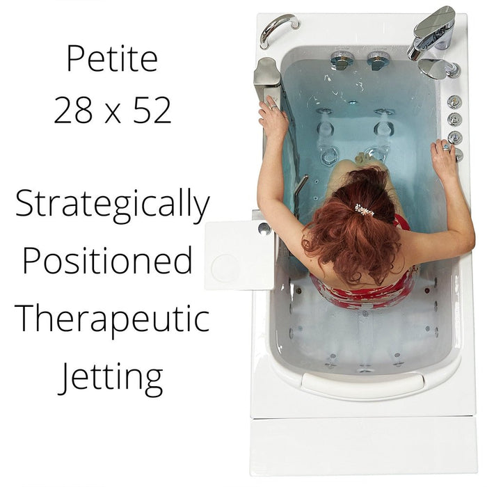 Ella's Bubbles's Bubbles Peitite 28"x52" Acrylic Air and Hydro Massage Walk-In Bathtub with Left Inward Swing Door, 2 Piece Fast Fill Faucet, 2" Dual Drain