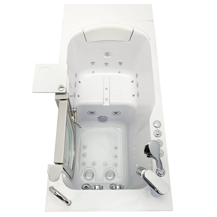 Ella's Bubbles's Bubbles Petite 28"x52" Acrylic Air and Hydro Massage Walk-In Bathtub with Right Inward Swing Door, 2 Piece Fast Fill Faucet, 2" Dual Drain