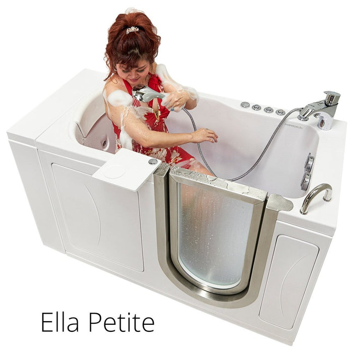 Ella's Bubbles's Bubbles Petite 28"x52" Acrylic Air and Hydro Massage Walk-In Bathtub with Right Inward Swing Door, 2 Piece Fast Fill Faucet, 2" Dual Drain