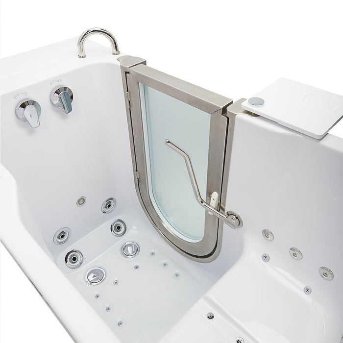 Ella's Bubbles's Bubbles Petite 28"x52" Acrylic Air and Hydro Massage Walk-In Bathtub with Right Inward Swing Door, 2 Piece Fast Fill Faucet, 2" Dual Drain