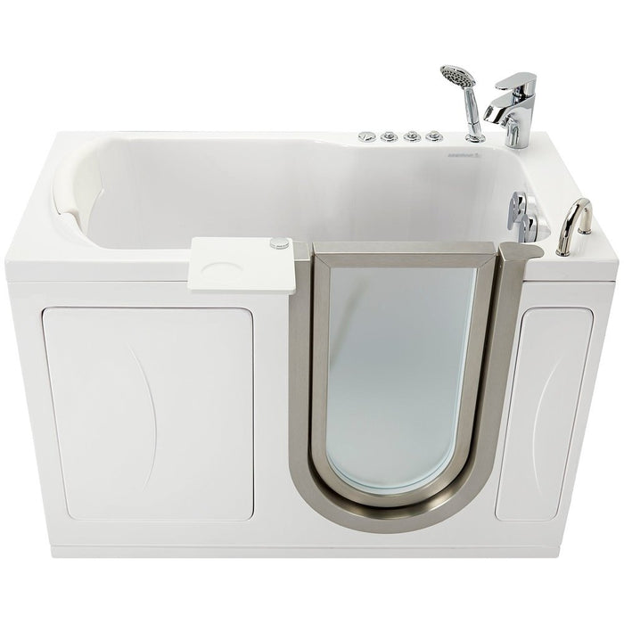 Ella's Bubbles's Bubbles Petite 28"x52" Acrylic Air and Hydro Massage Walk-In Bathtub with Right Inward Swing Door, 2 Piece Fast Fill Faucet, 2" Dual Drain