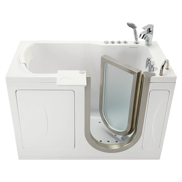 Ella's Bubbles's Bubbles Petite 28"x52" Acrylic Air and Hydro Massage Walk-In Bathtub with Right Inward Swing Door, 2 Piece Fast Fill Faucet, 2" Dual Drain