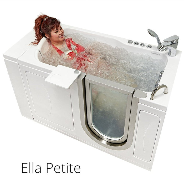 Ella's Bubbles's Bubbles Petite 28"x52" Acrylic Air and Hydro Massage Walk-In Bathtub with Right Inward Swing Door, 2 Piece Fast Fill Faucet, 2" Dual Drain