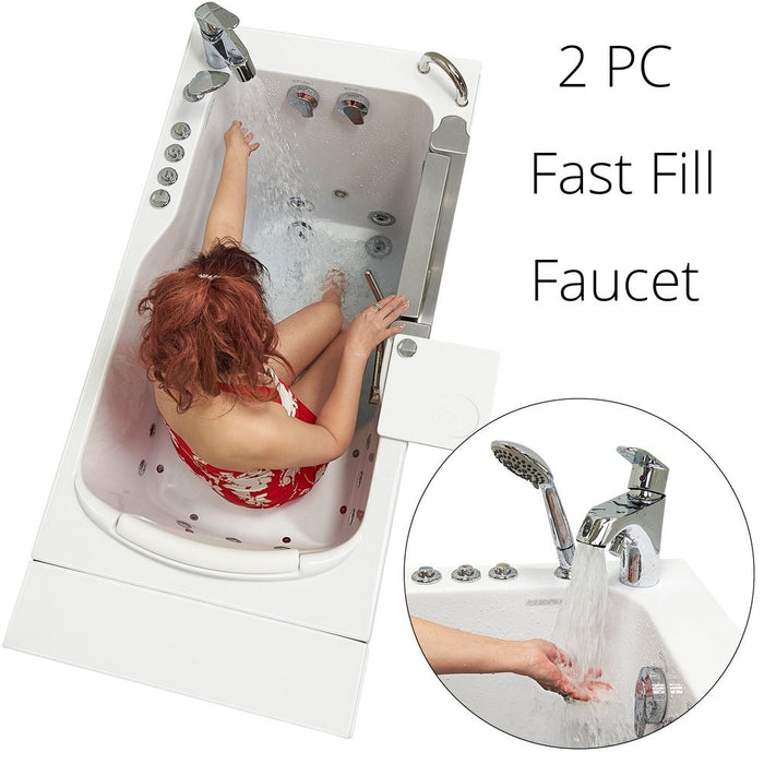 Ella's Bubbles's Bubbles Petite 28"x52" Acrylic Air and Hydro Massage Walk-In Bathtub with Right Inward Swing Door, 2 Piece Fast Fill Faucet, 2" Dual Drain