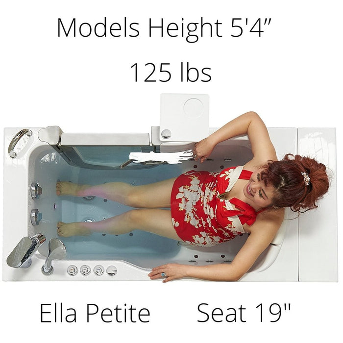 Ella's Bubbles's Bubbles Petite 28"x52" Acrylic Air and Hydro Massage Walk-In Bathtub with Right Inward Swing Door, 2 Piece Fast Fill Faucet, 2" Dual Drain