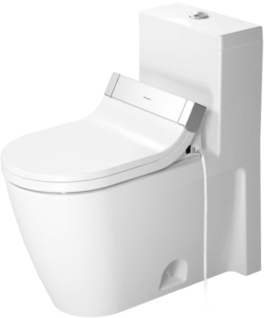 Duravit 2133010005 Starck 2 1.28 GPF Floor Mounted Elongated One Piece Toilet with Top Flush Button in White (Seat Sold Separately)
