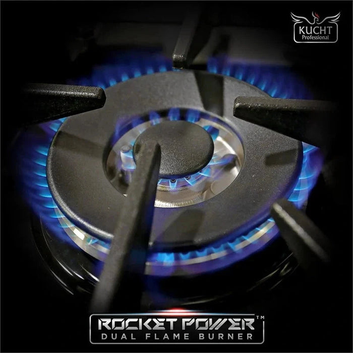 Kucht Signature 30-Inch Propane Gas Range with Convection Oven in White with White Knobs & Gold H&le (KNG301/LP-W-GOLD)