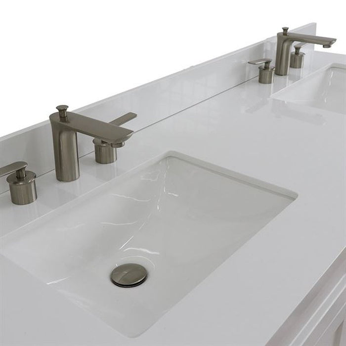 Bellaterra Home Terni 61" Double sink vanity in White finish and White quartz and rectangle sink