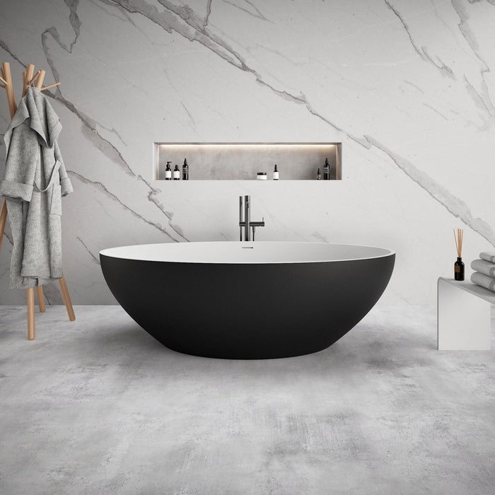 Ideavit Solidellipse Dark Grey 71" x 35" Freestanding Bathtub