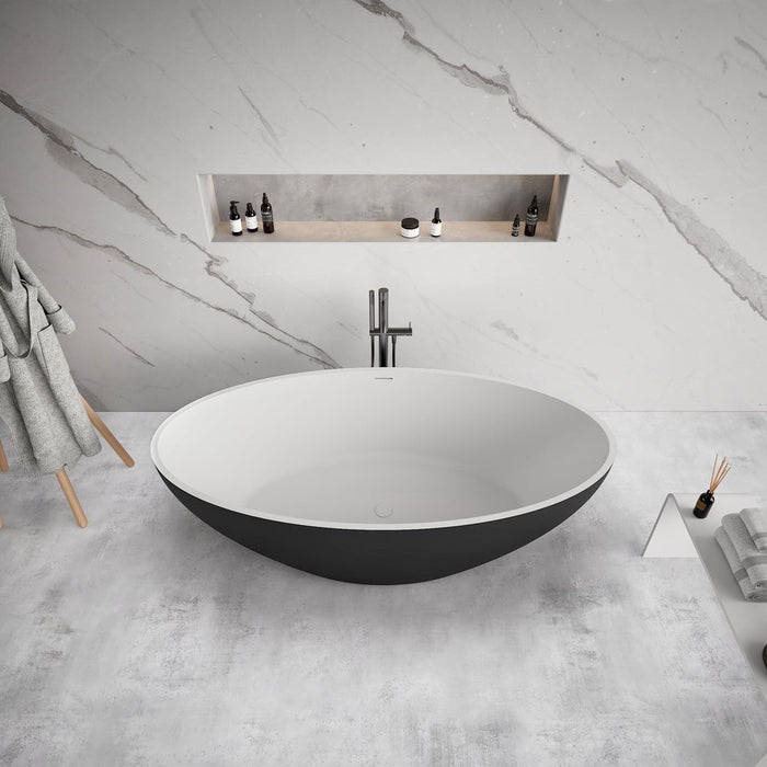 Ideavit Solidellipse Dark Grey 71" x 35" Freestanding Bathtub