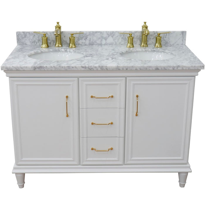 Bellaterra Home Forli 49" Double vanity in White finish with White Carrara and oval sink