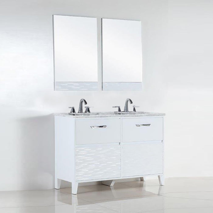 Bellaterra Home 48 in. Double sink vanity with white Carrara top