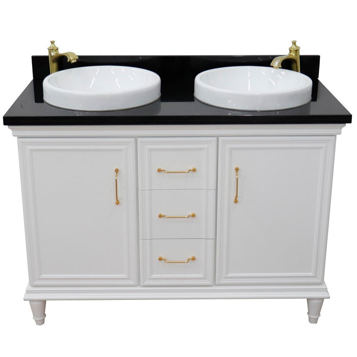 Bellaterra Home Forli 49" Double vanity in White finish with Black galaxy and round sink