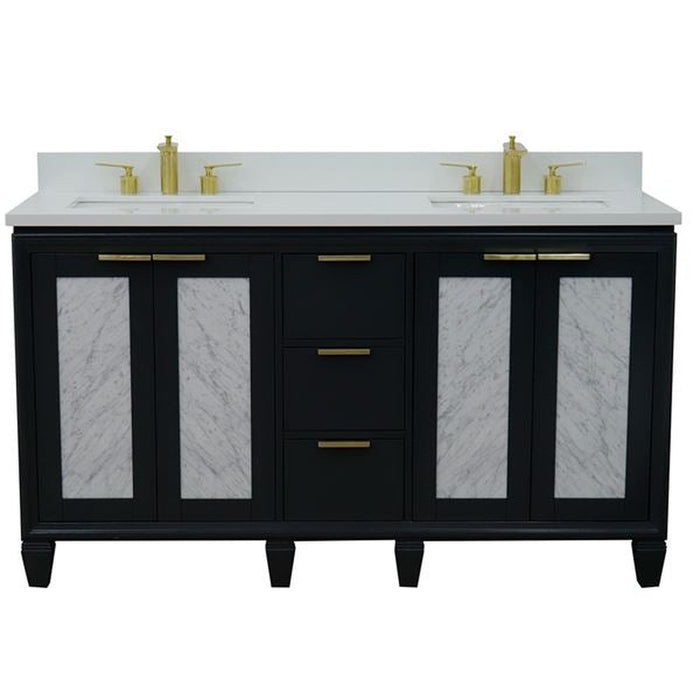 Bellaterra Home Trento 61" Double sink vanity in Dark Gray finish with White quartz and rectangle sink