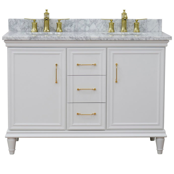 Bellaterra Home Forli 49" Double vanity in White finish with White Carrara and oval sink