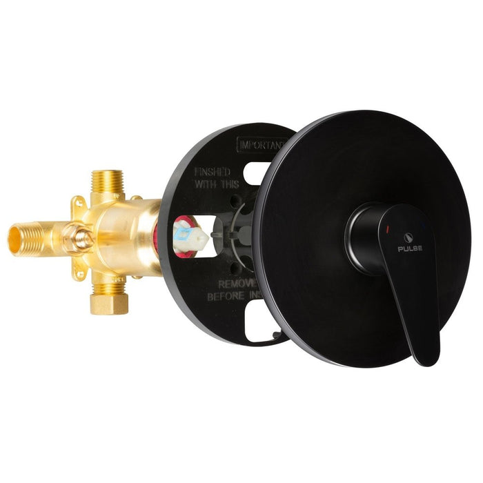 PULSE ShowerSpas Tru-Temp Pressure Balance 1/2" Rough-In Valve with Matte Black Trim Kit