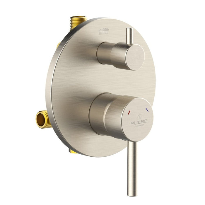 PULSE ShowerSpas Two Way Tru-Temp Pressure Balance 1/2" Rough-In Valve with Brushed Nickel Trim Kit