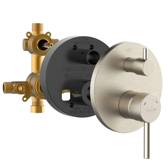 PULSE ShowerSpas Two Way Tru-Temp Pressure Balance 1/2" Rough-In Valve with Brushed Nickel Trim Kit
