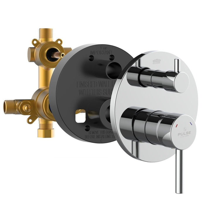 PULSE ShowerSpas Two Way Tru-Temp Pressure Balance 1/2" Rough-In Valve with Chrome Trim Kit