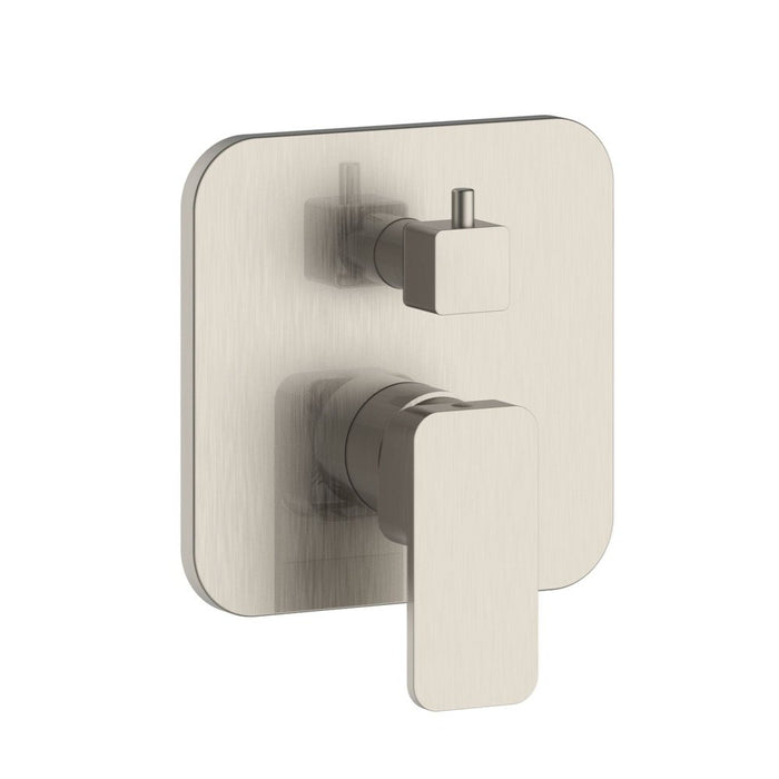 PULSE ShowerSpas Two Way Tru-Temp Pressure Balance 1/2" Rough-In Valve with Square Brushed Nickel Trim Kit