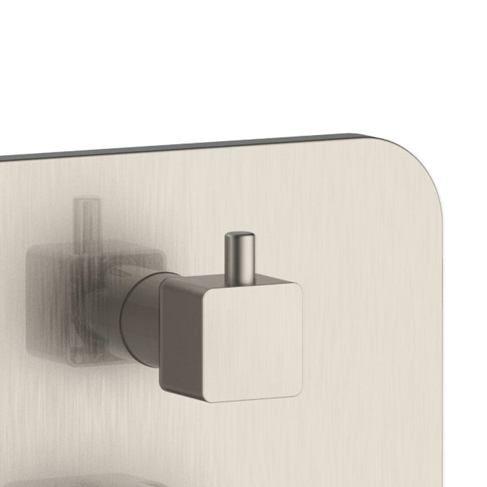 PULSE ShowerSpas Two Way Tru-Temp Pressure Balance 1/2" Rough-In Valve with Square Brushed Nickel Trim Kit