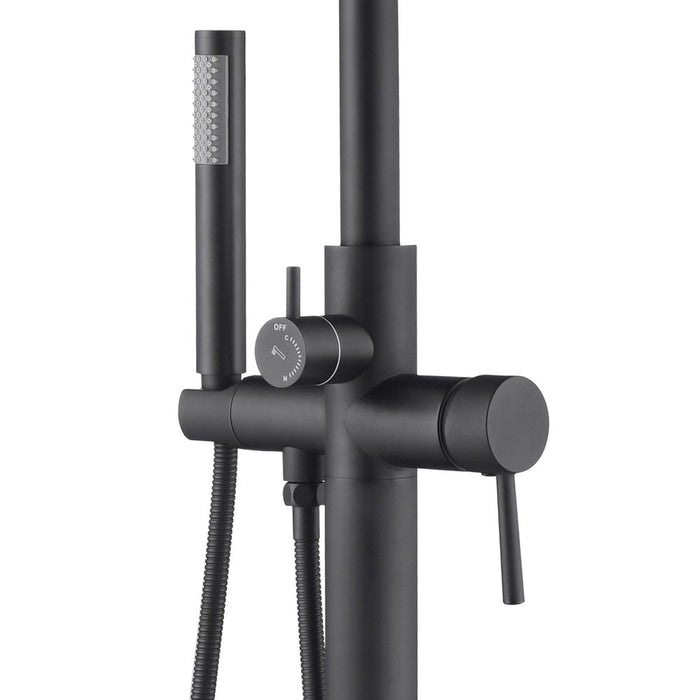 PULSE ShowerSpas Freestanding Tub Filler with Diverter in Matte Black