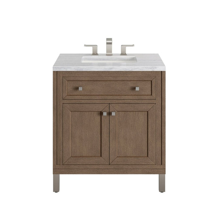 James Martin Vanities Chicago 30" Single Vanity, Whitewashed Walnut w/ 3 CM Vanity Top