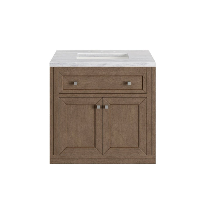 James Martin Vanities Chicago 30" Single Vanity, Whitewashed Walnut w/ 3 CM Vanity Top