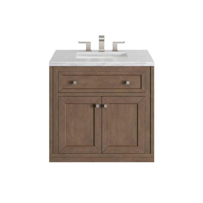 James Martin Vanities Chicago 30" Single Vanity, Whitewashed Walnut w/ 3 CM Vanity Top