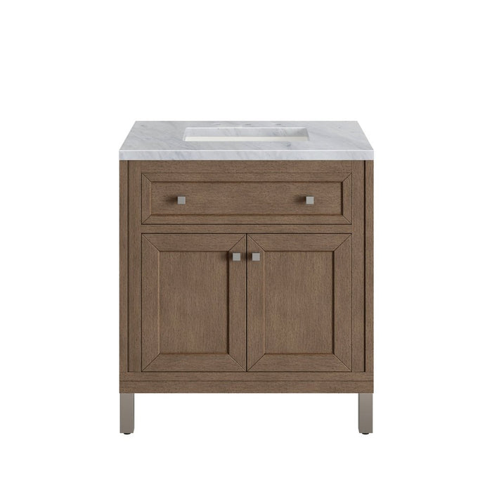 James Martin Vanities Chicago 30" Single Vanity, Whitewashed Walnut w/ 3 CM Vanity Top