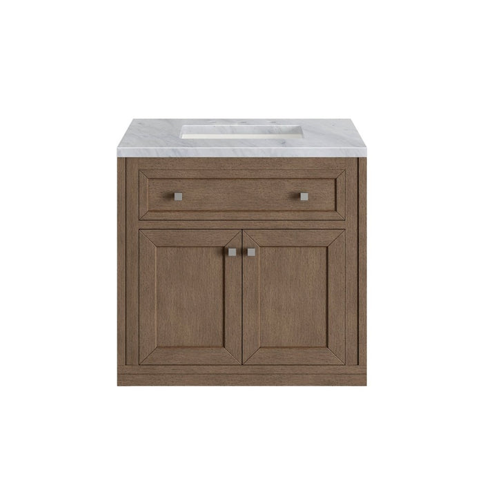 James Martin Vanities Chicago 30" Single Vanity, Whitewashed Walnut w/ 3 CM Vanity Top