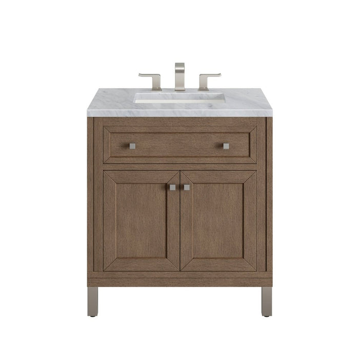 James Martin Vanities Chicago 30" Single Vanity, Whitewashed Walnut w/ 3 CM Vanity Top