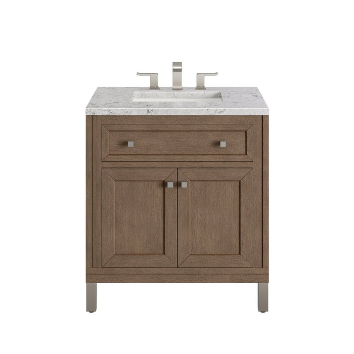 James Martin Vanities Chicago 30" Single Vanity, Whitewashed Walnut w/ 3 CM Vanity Top