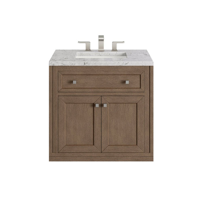 James Martin Vanities Chicago 30" Single Vanity, Whitewashed Walnut w/ 3 CM Vanity Top