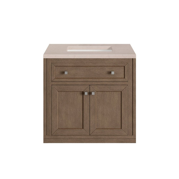 James Martin Vanities Chicago 30" Single Vanity, Whitewashed Walnut w/ 3 CM Vanity Top