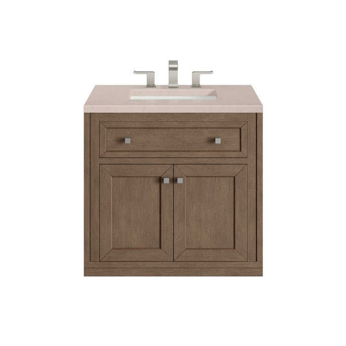 James Martin Vanities Chicago 30" Single Vanity, Whitewashed Walnut w/ 3 CM Vanity Top