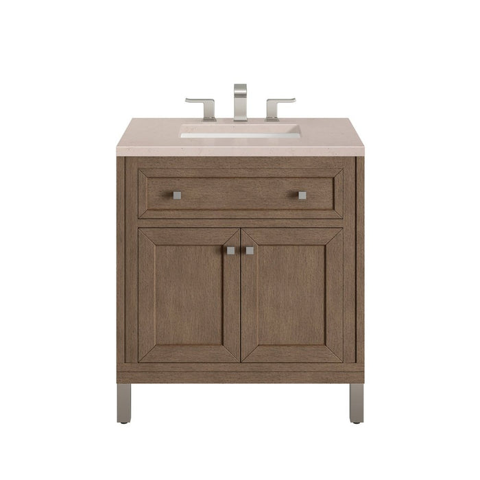 James Martin Vanities Chicago 30" Single Vanity, Whitewashed Walnut w/ 3 CM Vanity Top