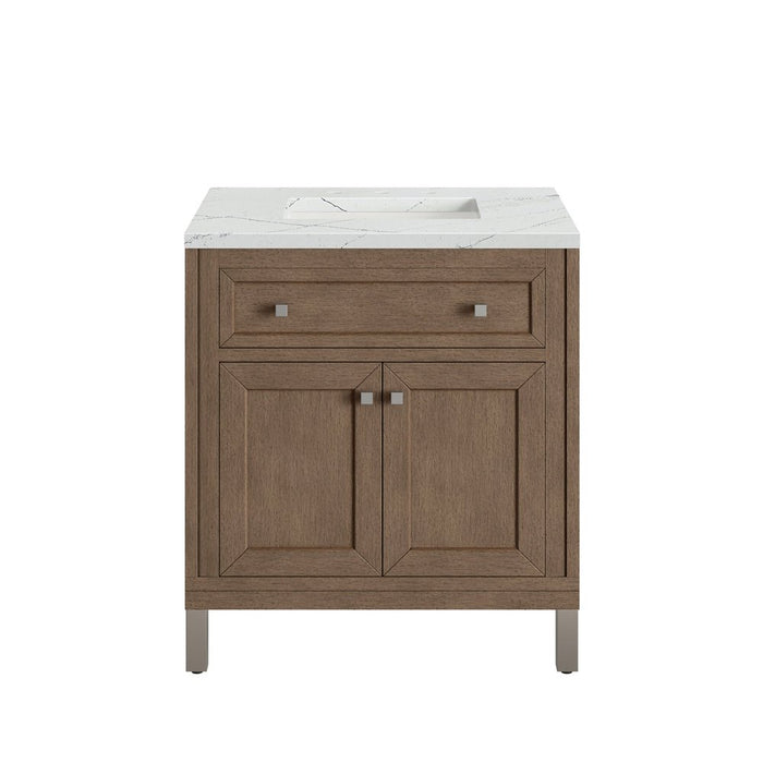 James Martin Vanities Chicago 30" Single Vanity, Whitewashed Walnut w/ 3 CM Vanity Top