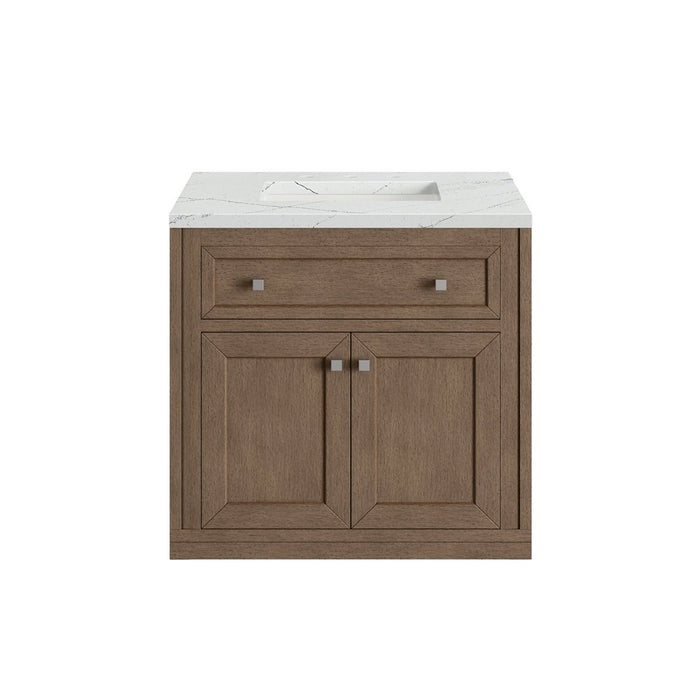 James Martin Vanities Chicago 30" Single Vanity, Whitewashed Walnut w/ 3 CM Vanity Top