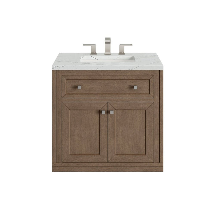 James Martin Vanities Chicago 30" Single Vanity, Whitewashed Walnut w/ 3 CM Vanity Top