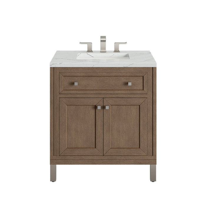 James Martin Vanities Chicago 30" Single Vanity, Whitewashed Walnut w/ 3 CM Vanity Top