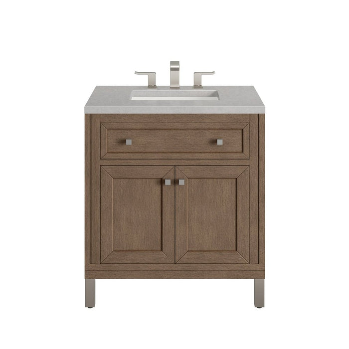 James Martin Vanities Chicago 30" Single Vanity, Whitewashed Walnut w/ 3 CM Vanity Top