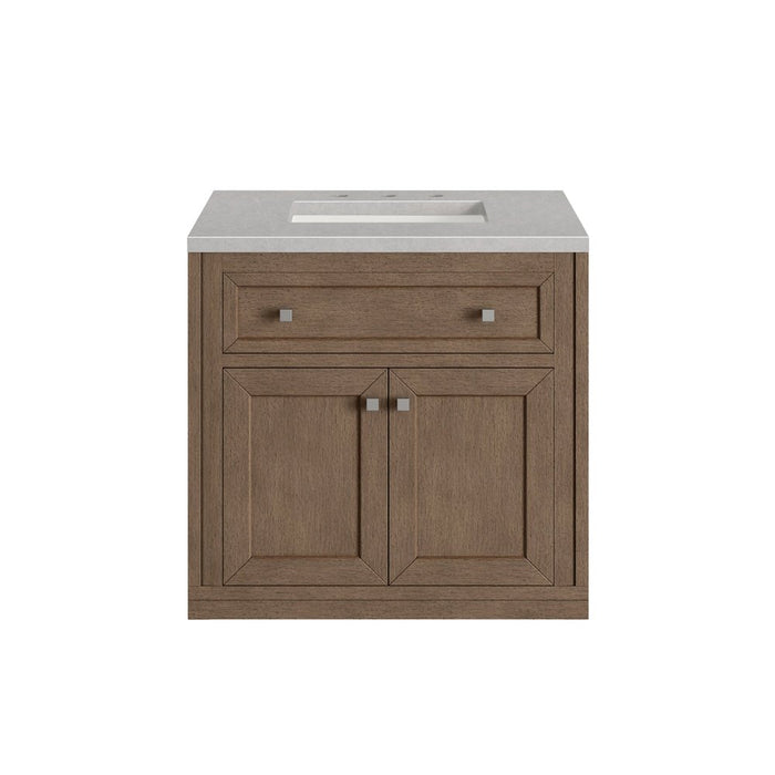 James Martin Vanities Chicago 30" Single Vanity, Whitewashed Walnut w/ 3 CM Vanity Top