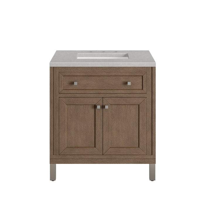 James Martin Vanities Chicago 30" Single Vanity, Whitewashed Walnut w/ 3 CM Vanity Top